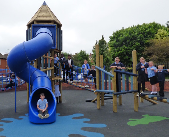 Members of the Hunslet Carr Primary School Council show off their new climbing frame